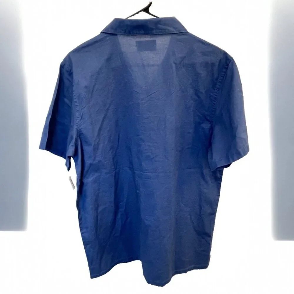 NWT Old Navy Camp Shirt Mens Medium Linen Paradise Hotel & Bar Cocktail Hawaiian